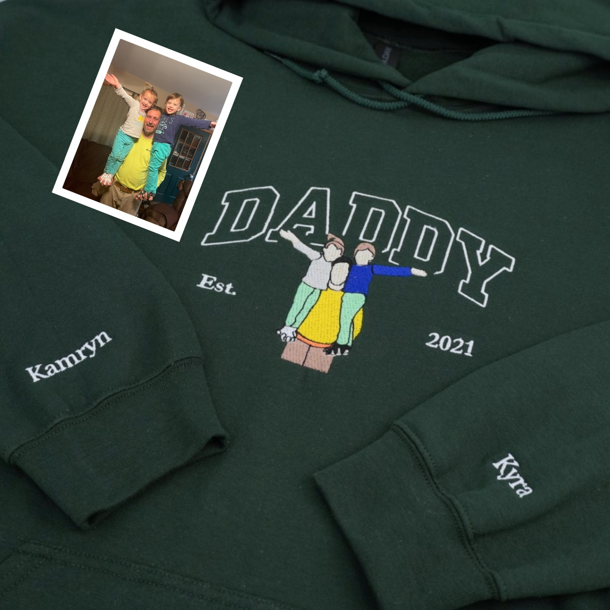 Custom Daddy Hoodies - Multi Child Family Embroidered Sweatshirts - Perfect Father Gift with Kids Names