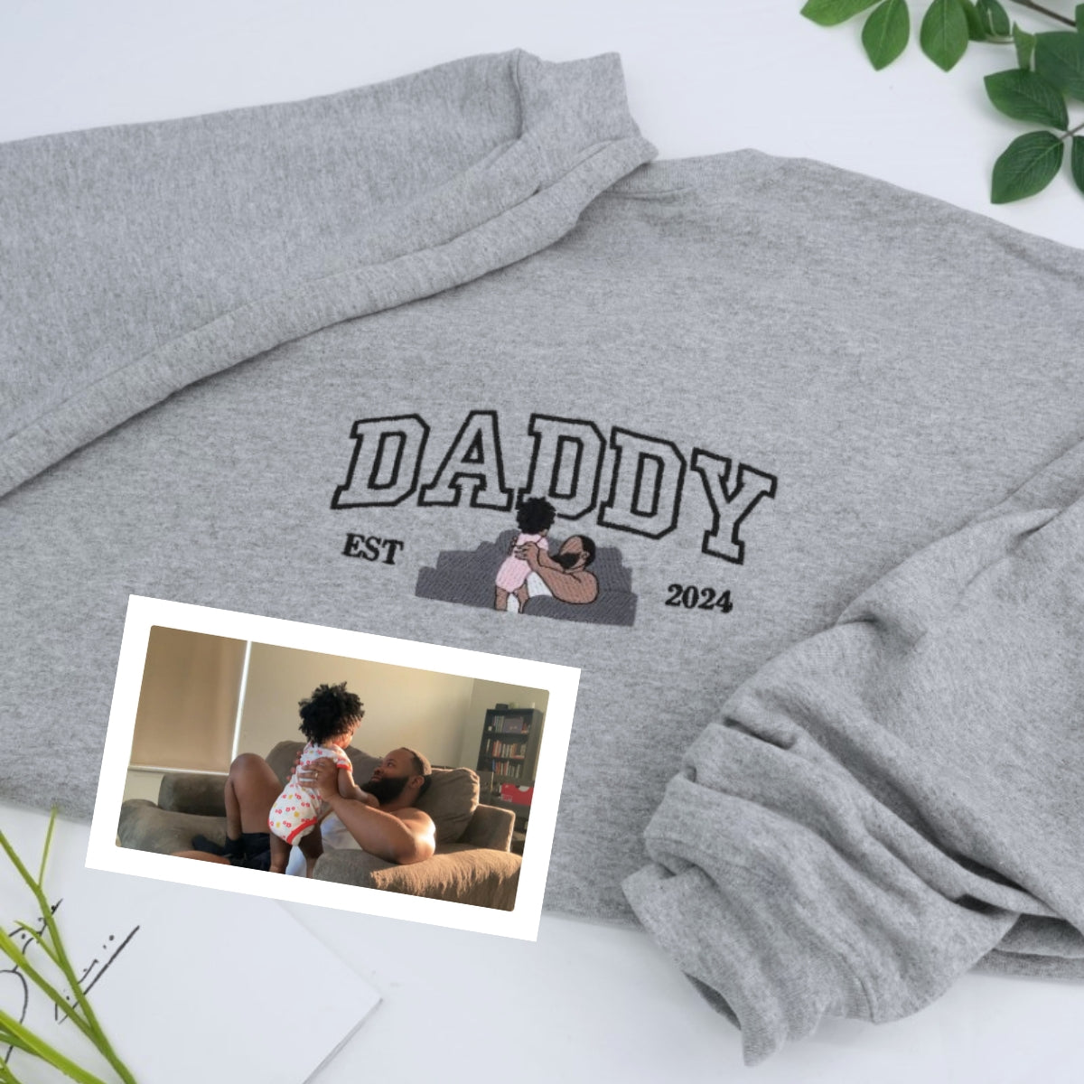 Custom Daddy Hoodies - Father Child Embroidered Sweatshirts - Perfect Daddy Gift