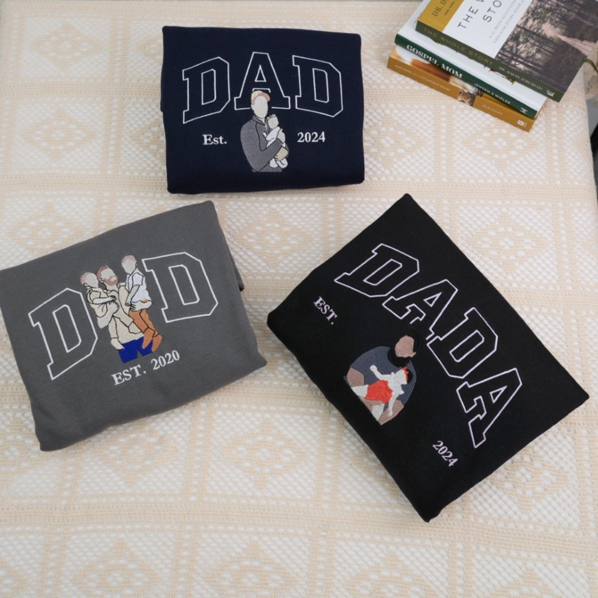 Custom Daddy Hoodies - Personalized Father Embroidered Sweatshirts - Perfect Father's Day Gift