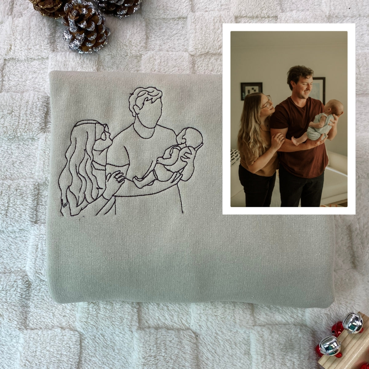 Custom Date Couple Hoodies - Photo Line Art Roman Numeral Embroidered Anniversary Sweatshirts