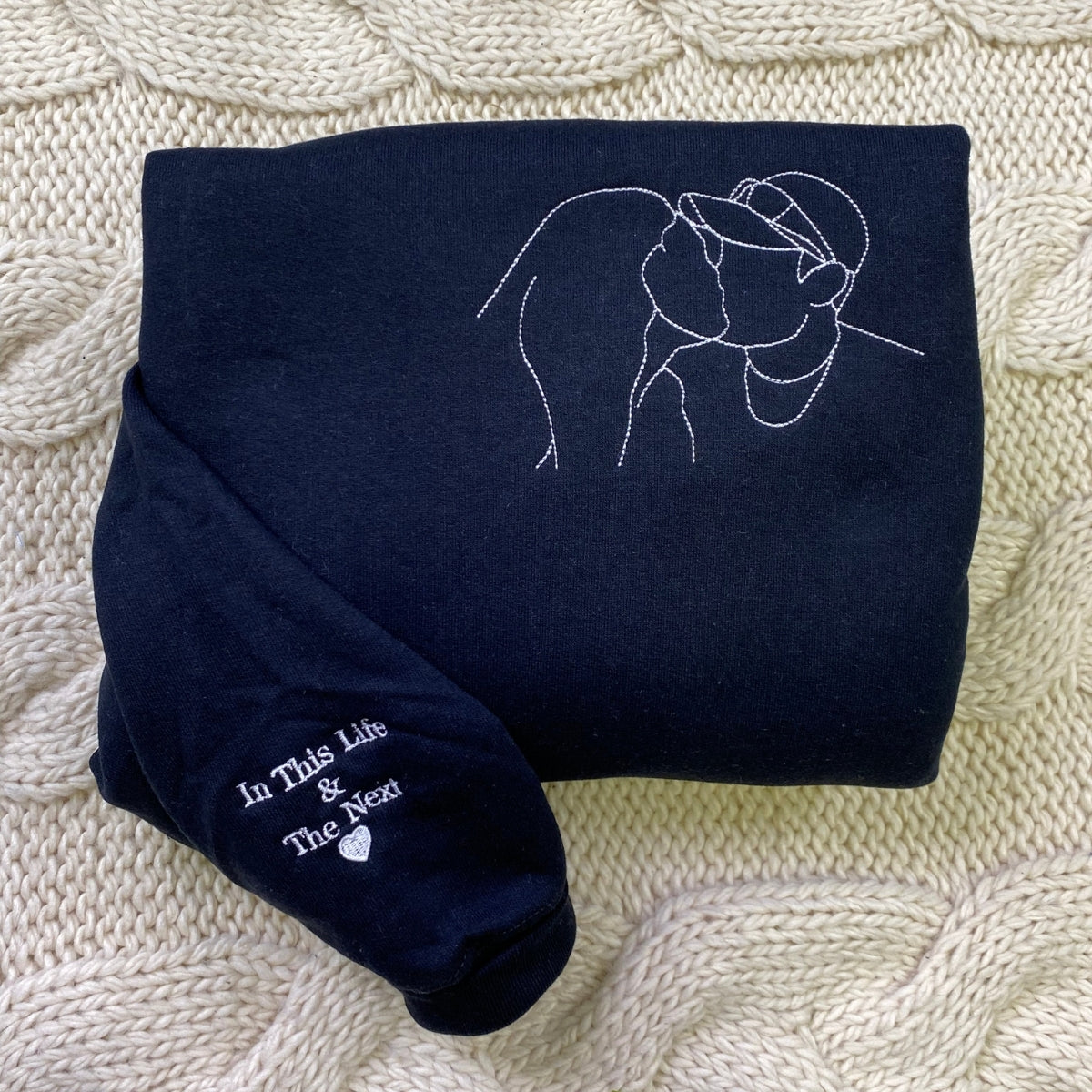 Custom Date Couple Hoodies - Photo Line Art Roman Numeral Embroidered Anniversary Sweatshirts