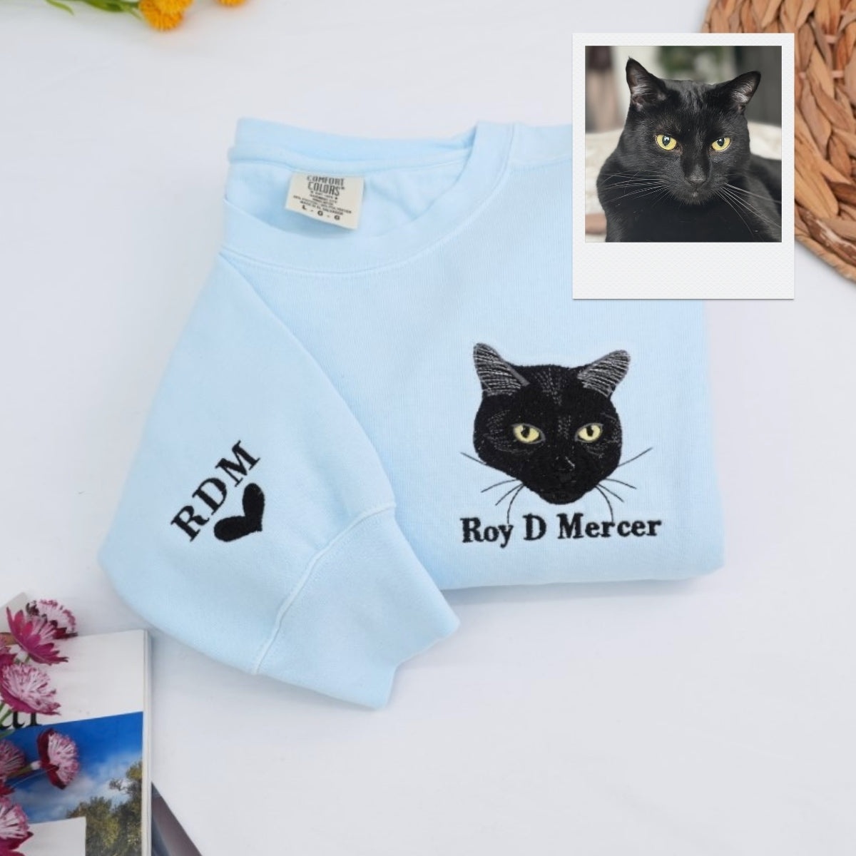 Custom Dog Cat Portrait Sweatshirt - Pet Face Embroidered Hoodie - Multiple Pet Parent Gift