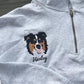 Custom Dog Portrait Quarter Zip with Name - Pet Face Embroidered Pullover - Personalized Dog Lover Gift