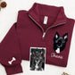 Custom Dog Portrait Quarter Zip with Name - Pet Face Embroidered Pullover - Personalized Dog Lover Gift