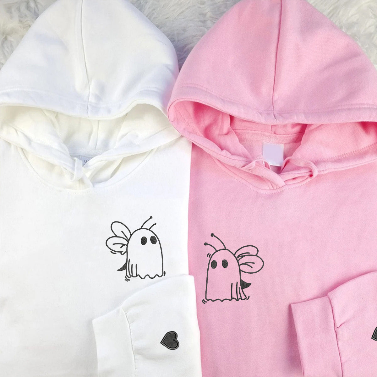 Custom Embroidered Boo Bees Matching Hoodies for Couples