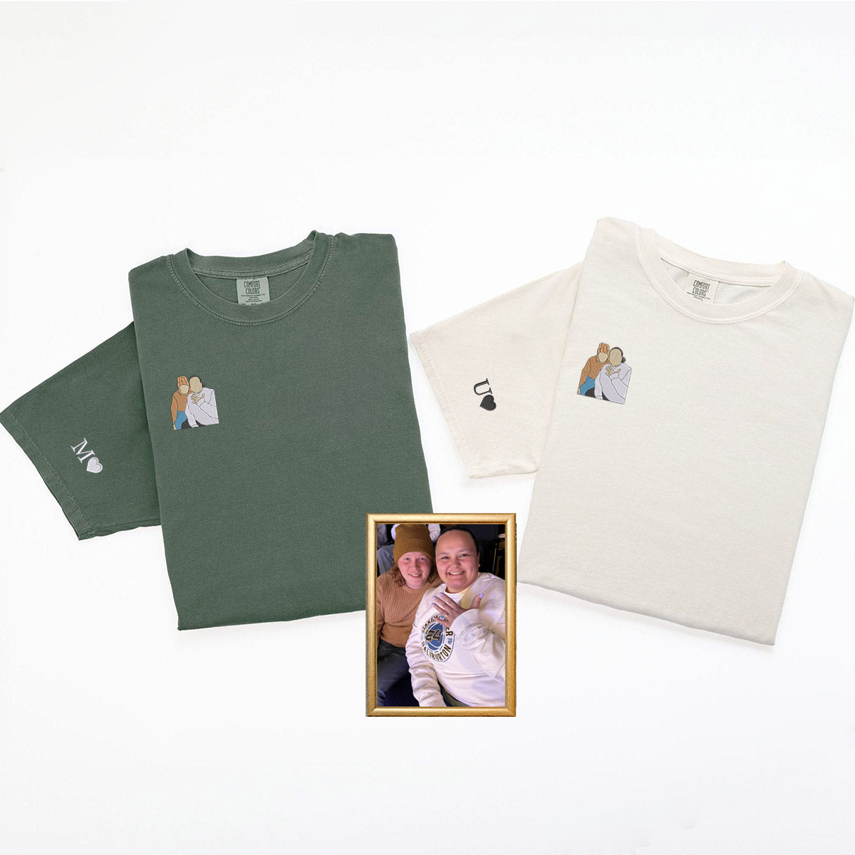 Custom Embroidered Capture Your Moment with Picture Matching T-shirts for Couples
