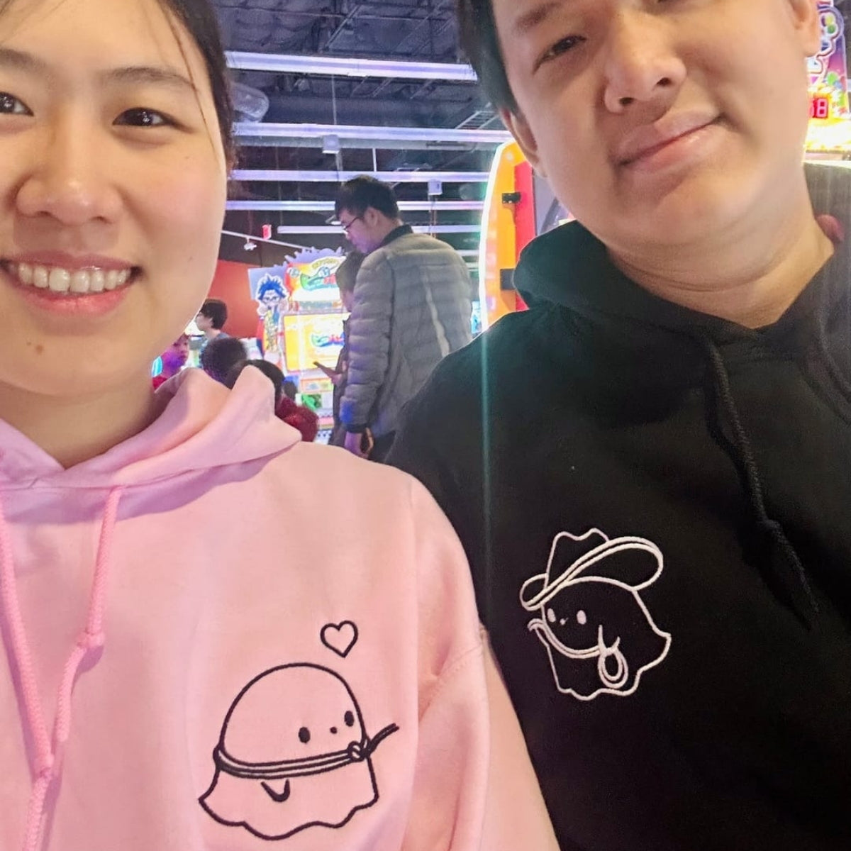 Custom Embroidered Cowboy Ghost Love Matching Hoodies for Couples