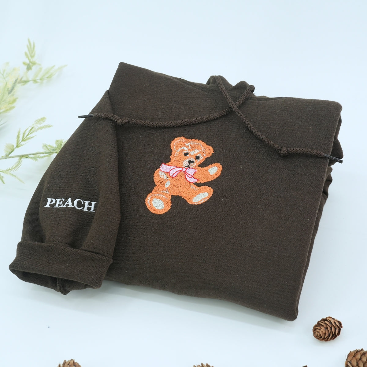 Custom Embroidered Cute Bear Matching Hoodies for Couples