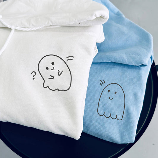 Custom Embroidered Cute Ghost Matching Hoodies for Couples