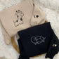 Custom Embroidered Giraffe and Turtle Matching Hoodies for Couples