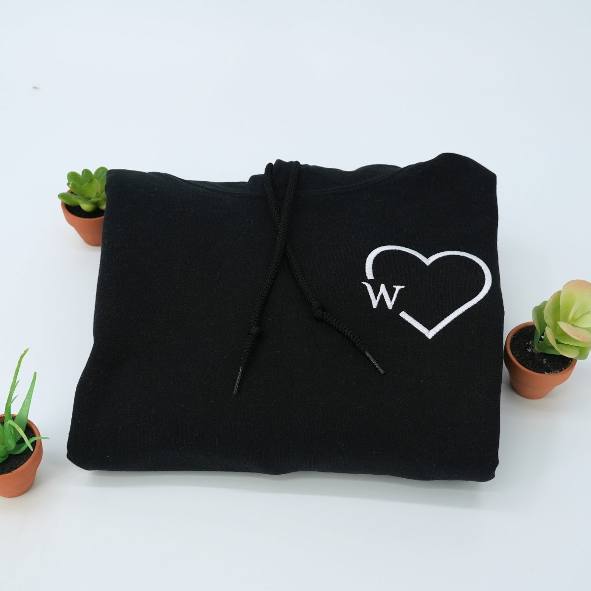 Custom Embroidered Heart Initials Matching Hoodies for Couples