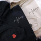 Custom Embroidered Heartbeat Matching Hoodies for Couples