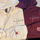 Custom Embroidered Heartbeat Matching Hoodies for Couples