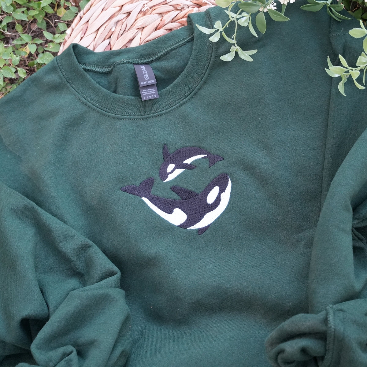 Custom Embroidered Killer Whale Matching Hoodies for Couples