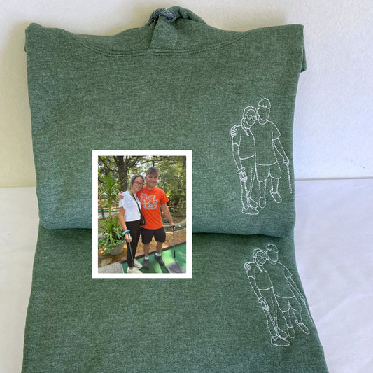 Custom Embroidered Portrait from Photo Sweatshirt, Couple Sweatshirts, Couples Portrait, Custom Photo Hoodie, Personalized Gift For Couple
