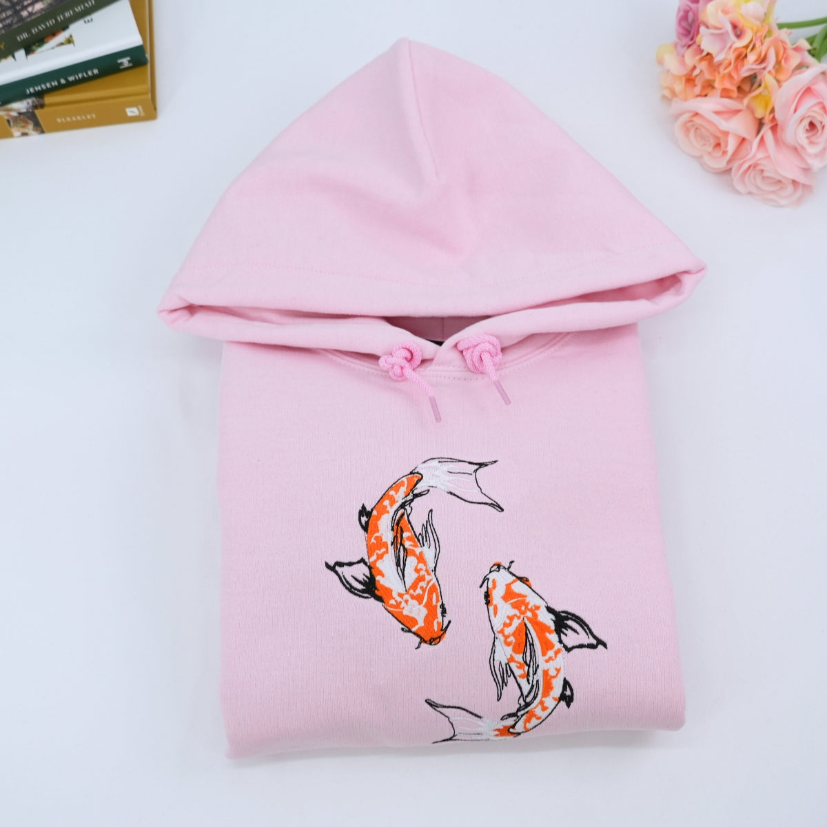 Custom Embroidered Yin & Yang Koi Fish Matching Hoodies for Couples