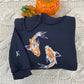 Custom Embroidered Yin & Yang Koi Fish Matching Hoodies for Couples