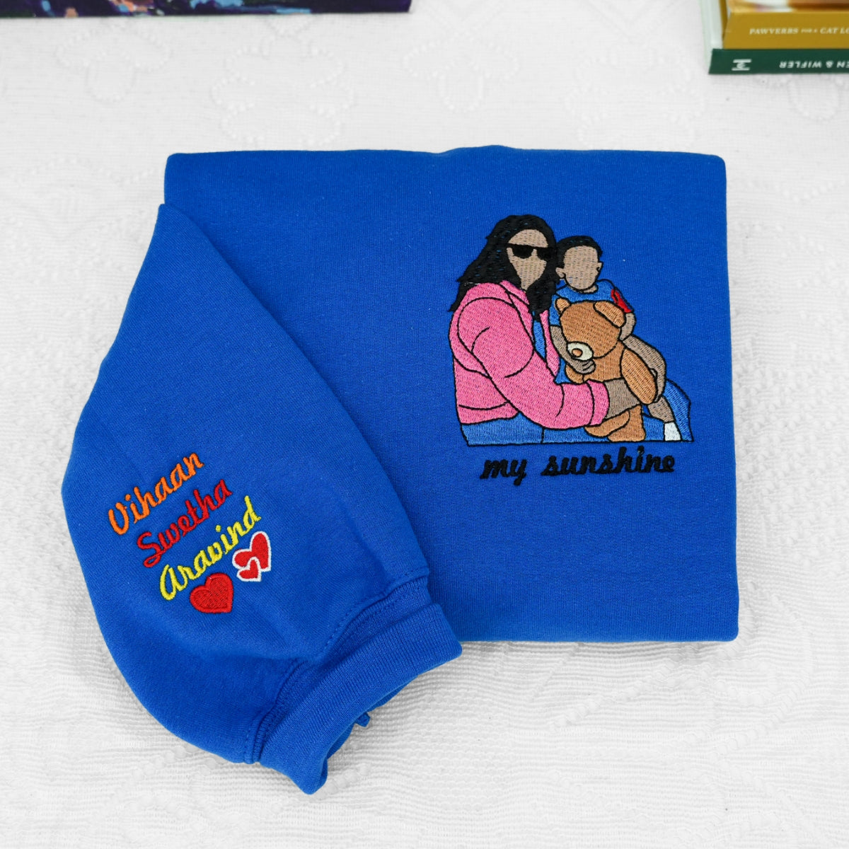 Custom Family Portrait Embroidered Sweatshirts - Photo to Embroidery Mom Hoodies - Perfect Mother's Gift