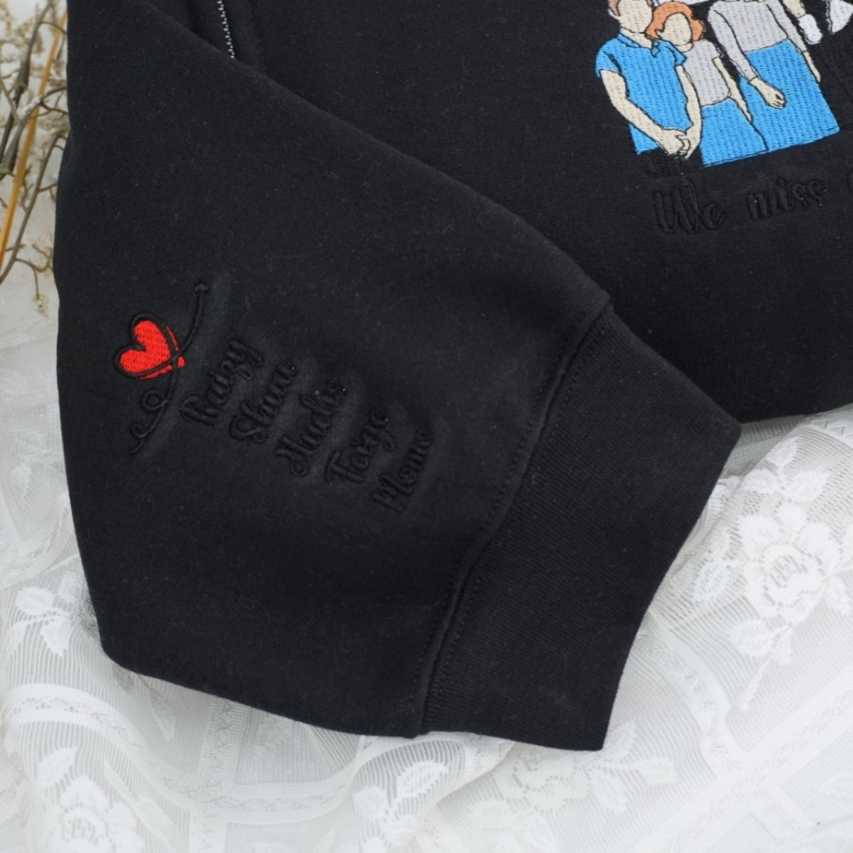 Custom Family Portrait Quarter-Zip - Full-Color Embroidered Family Sweatshirts - Perfect Family Gift