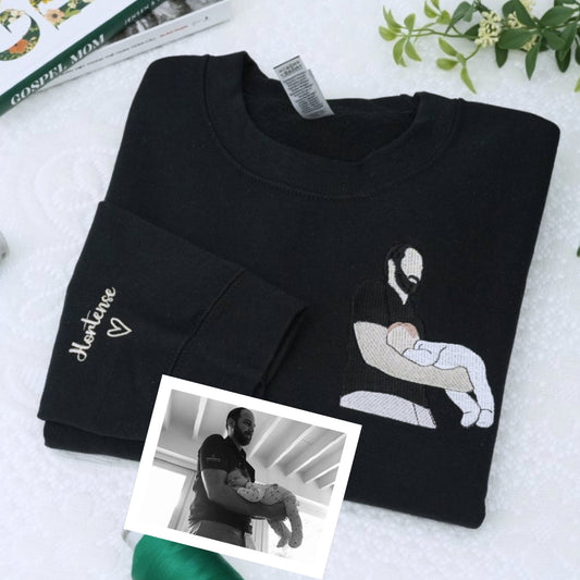 Custom Father Baby Love Hoodies - Dad Baby Embroidered Sweatshirts With Loving Message - Perfect New Dad Father's Day Gift