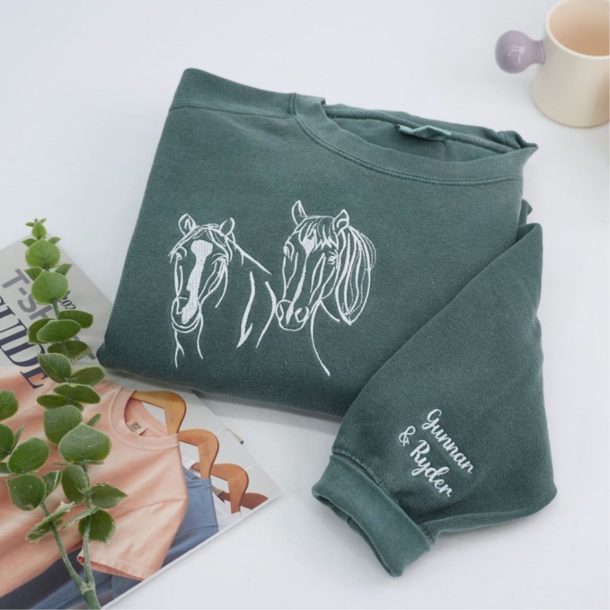 Custom Horse Lovers Hoodies - Equestrian Outline Embroidered Sweatshirts - Perfect Horse Gift