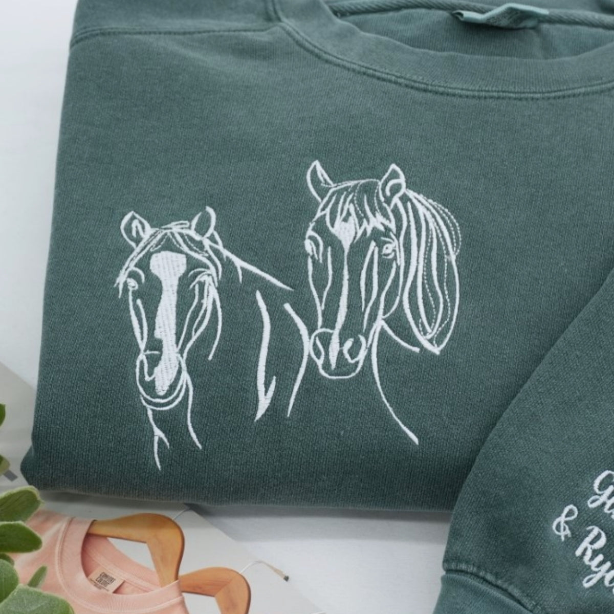 Custom Horse Lovers Hoodies - Equestrian Outline Embroidered Sweatshirts - Perfect Horse Gift