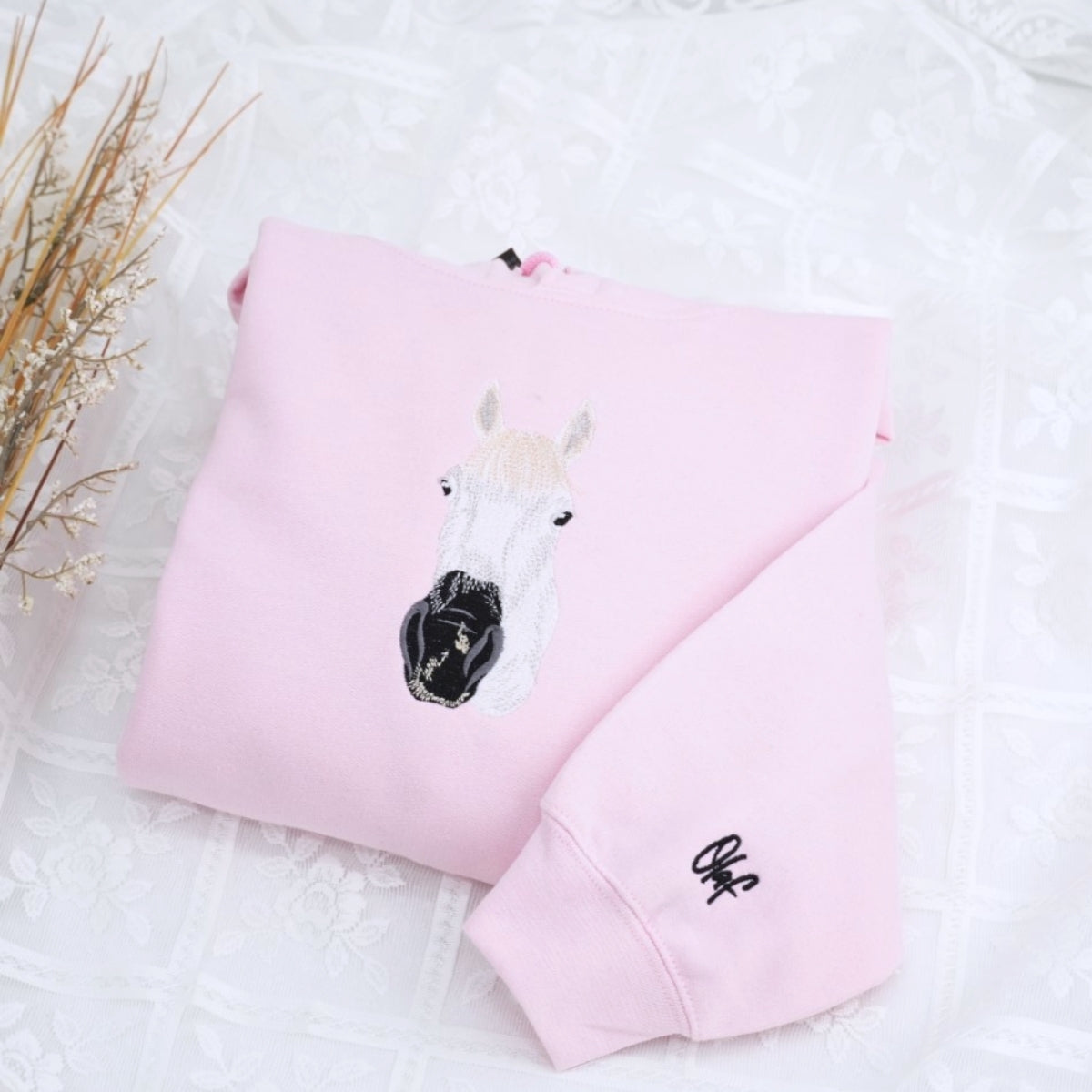 Custom Horse Portrait Hoodies - Personalized Equestrian Embroidered Sweatshirts - Perfect Horse Gift