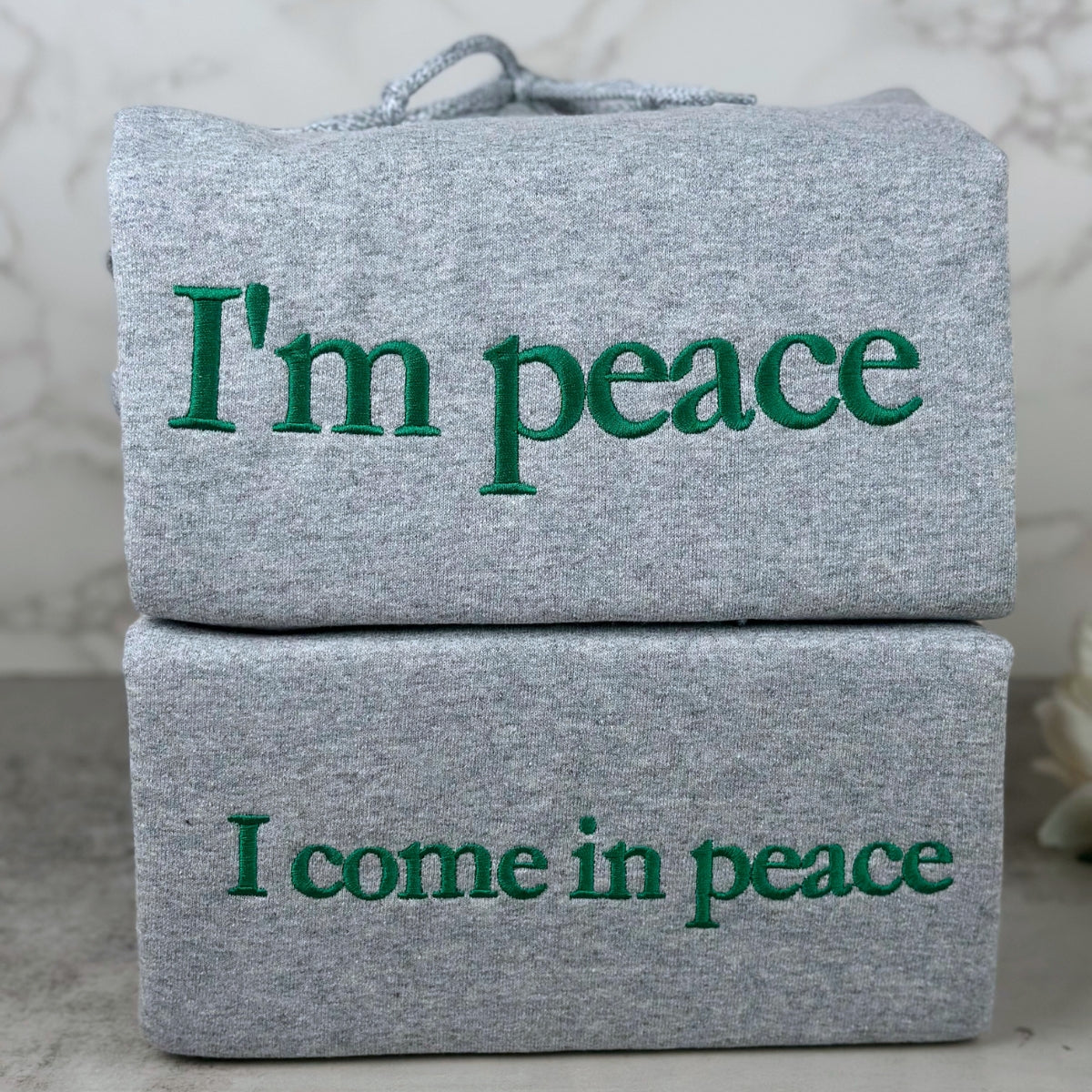 Custom I Come In Peace Hoodie, Matching Embroidered Hoodie for Couple