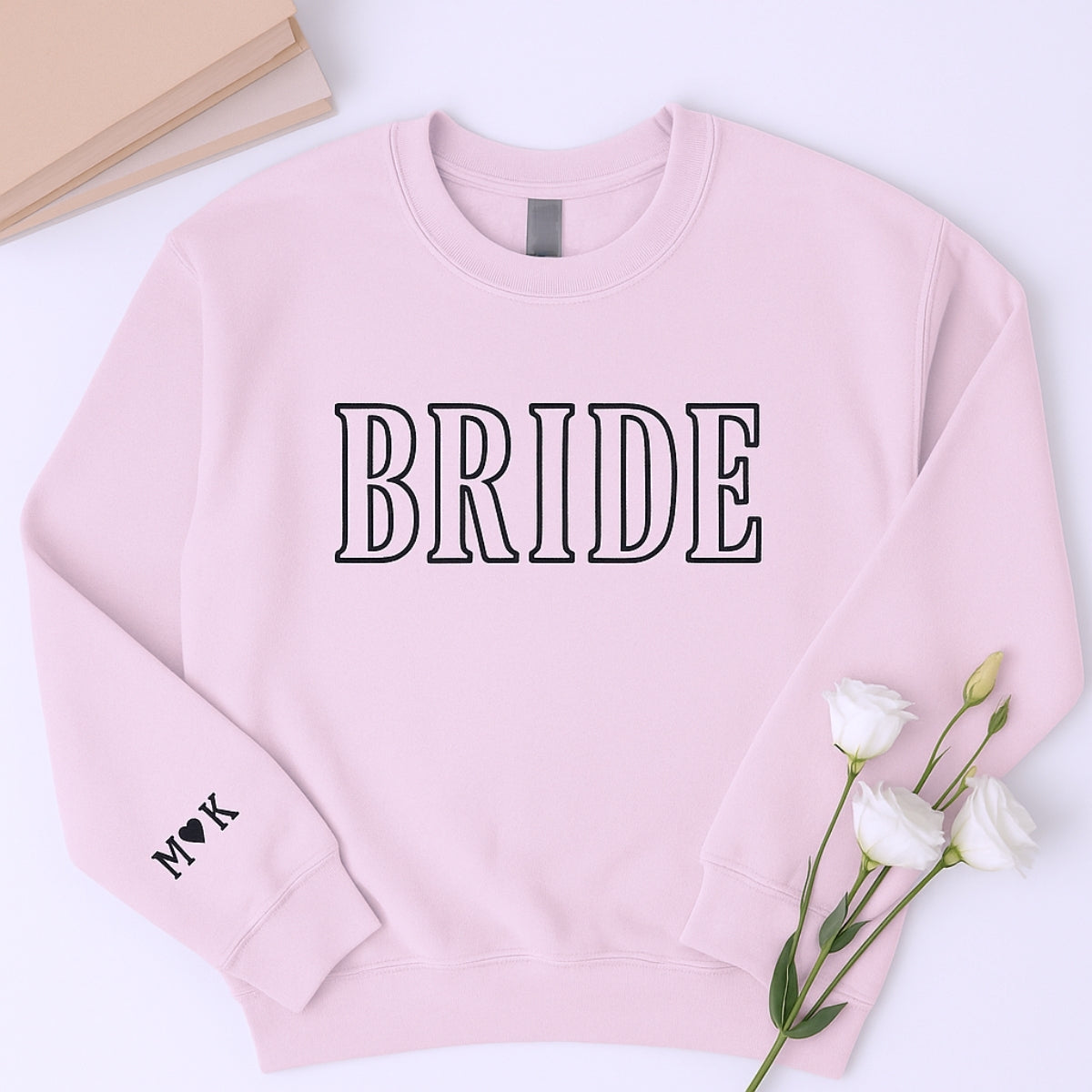 Custom Initials Bride Sweatshirt - Personalized Wedding Embroidered Apparel - Perfect Bridal Gift