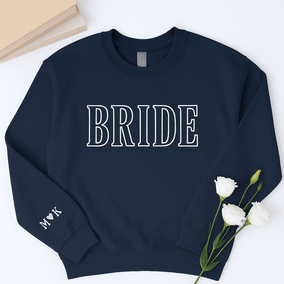 Custom Initials Bride Sweatshirt - Personalized Wedding Embroidered Apparel - Perfect Bridal Gift