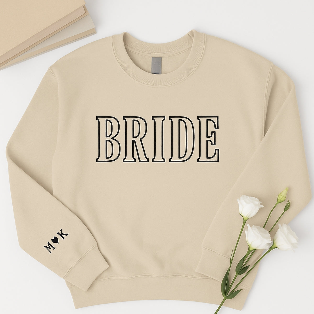Custom Initials Bride Sweatshirt - Personalized Wedding Embroidered Apparel - Perfect Bridal Gift