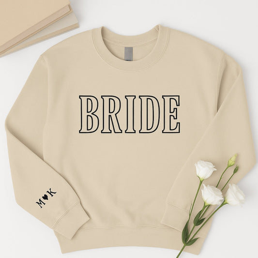 Custom Initials Bride Sweatshirt - Personalized Wedding Embroidered Apparel - Perfect Bridal Gift