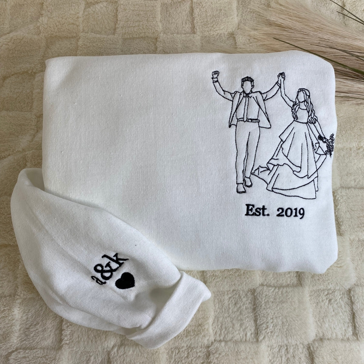 Custom Line Art Couple Hoodies - Minimalist Portrait Embroidered Sweatshirts