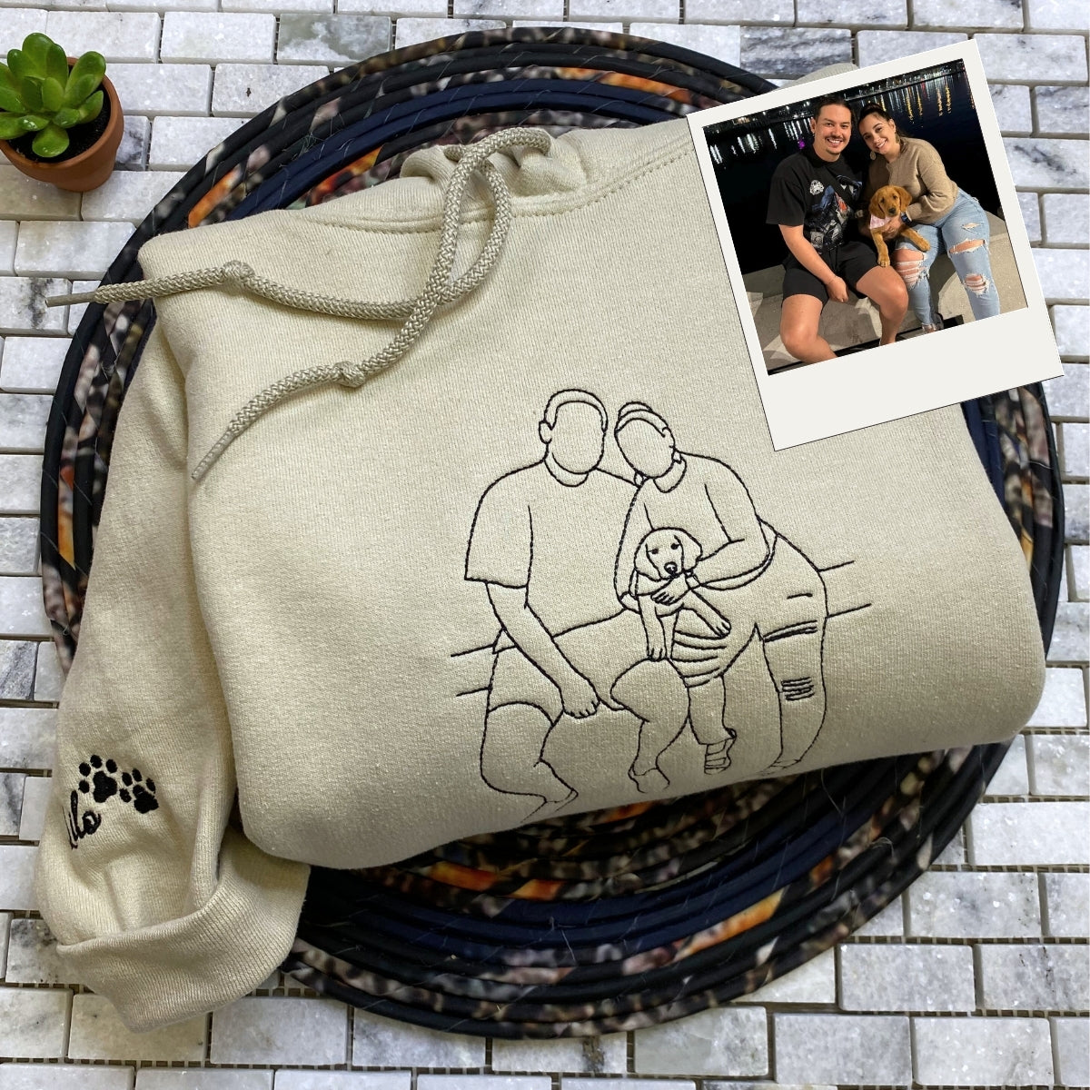 Custom Line Art Couple Hoodies - Minimalist Portrait Embroidered Sweatshirts