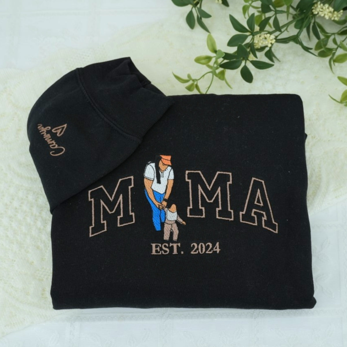 Custom Mama Hoodies - Mother Child Embroidered Sweatshirts - Perfect Mama Gift with Custom Year