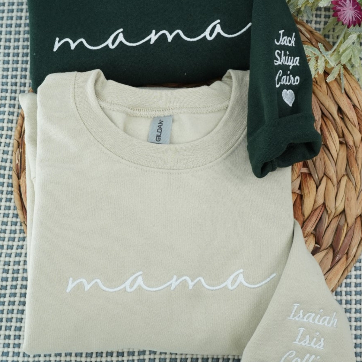 Custom Mama Sweatshirts - Minimalist Mama Hoodies - Script Embroidered Hoodies