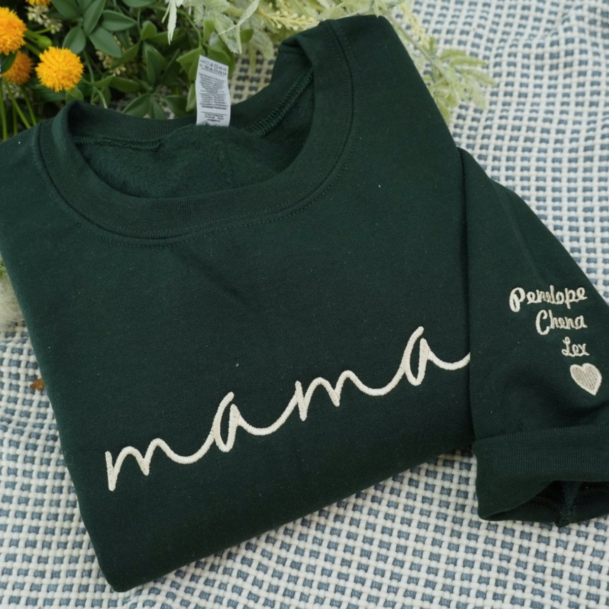 Custom Mama Sweatshirts - Minimalist Mama Hoodies - Script Embroidered Hoodies