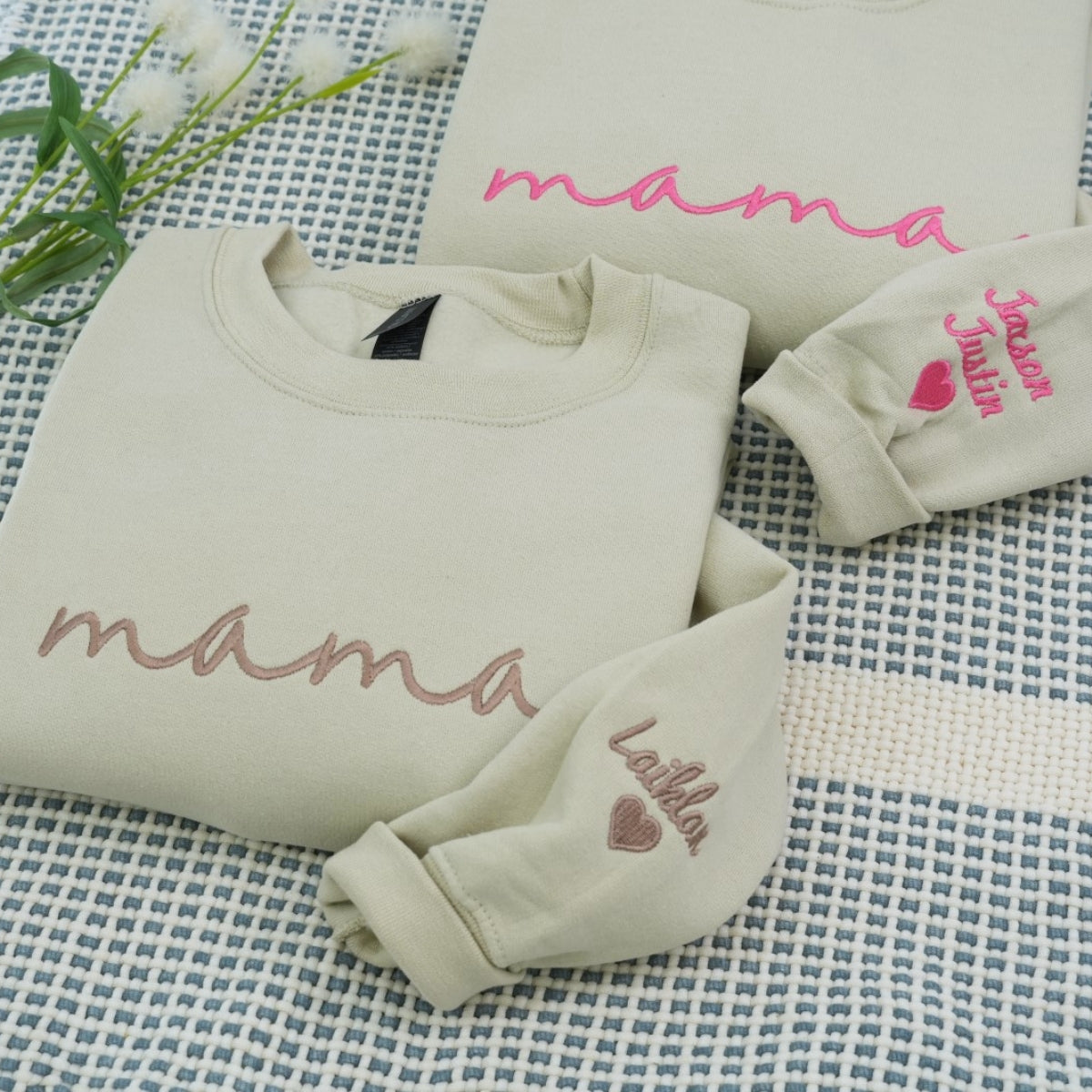Custom Mama Sweatshirts - Minimalist Mama Hoodies - Script Embroidered Hoodies