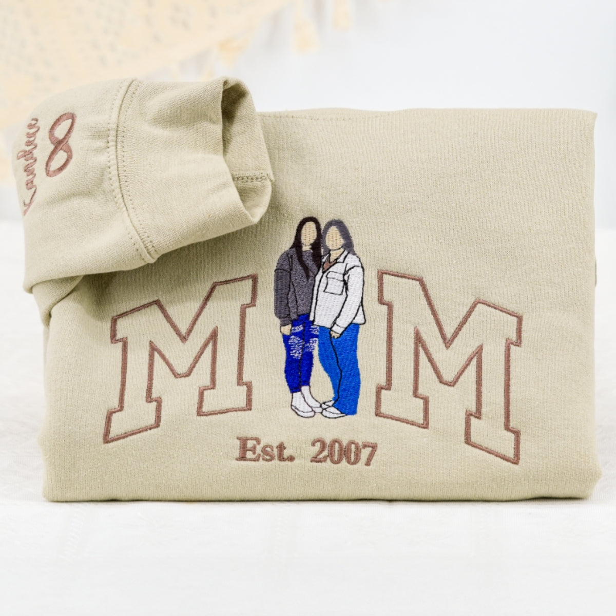 Custom Mom Hoodies - Mother Child Embroidered Sweatshirts - Perfect Motherhood Gift