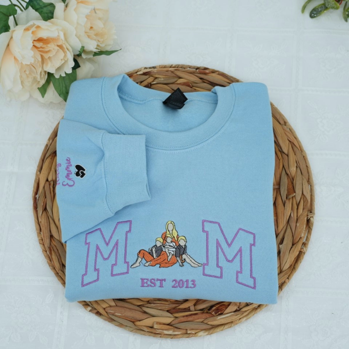 Custom Mom Hoodies - Mother Child Embroidered Sweatshirts - Perfect Motherhood Gift