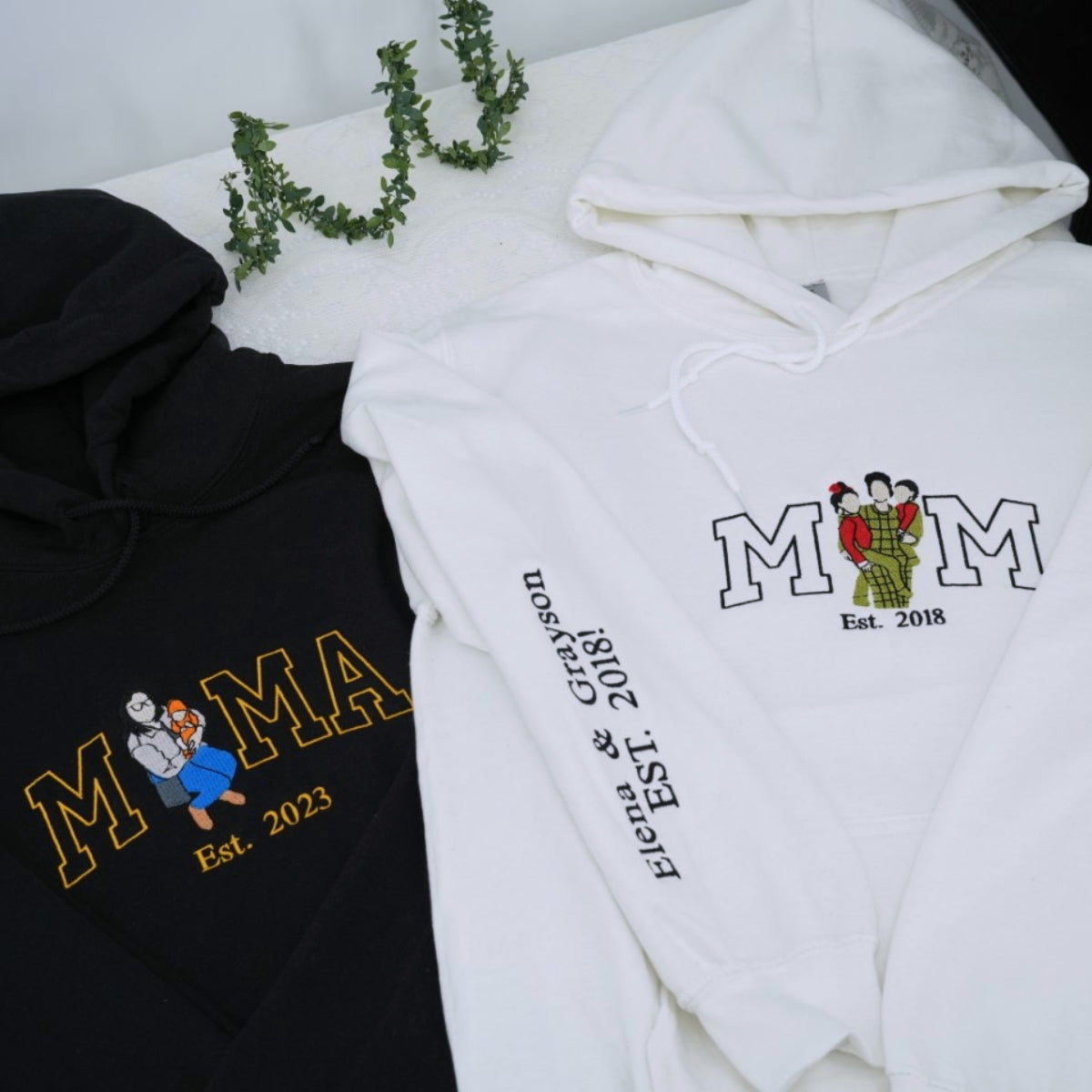 Custom Mom Hoodies - Mother Child Embroidered Sweatshirts - Perfect Motherhood Gift