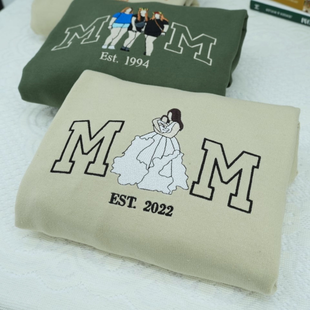 Custom Mom Hoodies - Multi Child Family Embroidered Sweatshirts - Perfect New Mother Gift with Kids Names