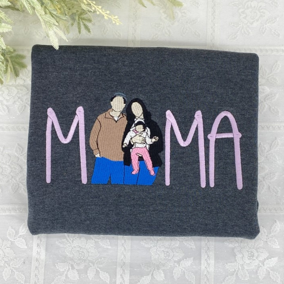 Custom Photo Mommy Hoodies - Family Photo Script Embroidered Sweatshirts - Perfect Mother Memory Gift