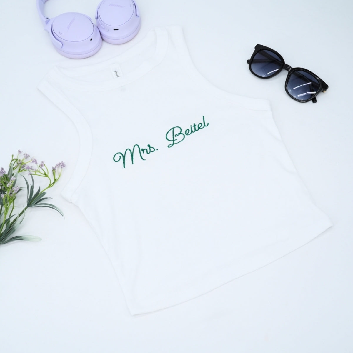 Custom Mrs Tank Top - Personalized Embroidered Bride Pajamas - Bridal Shower Engagement Gift