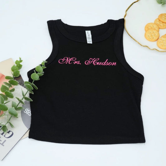 Custom Mrs Tank Top - Personalized Embroidered Bride Pajamas - Bridal Shower Engagement Gift