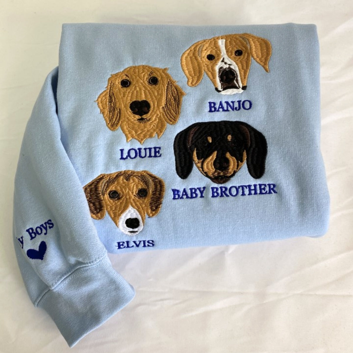Custom Multi Pet Portrait Hoodies - Dog Family Embroidered Sweatshirts With Names - Premium Pet Parent Gift