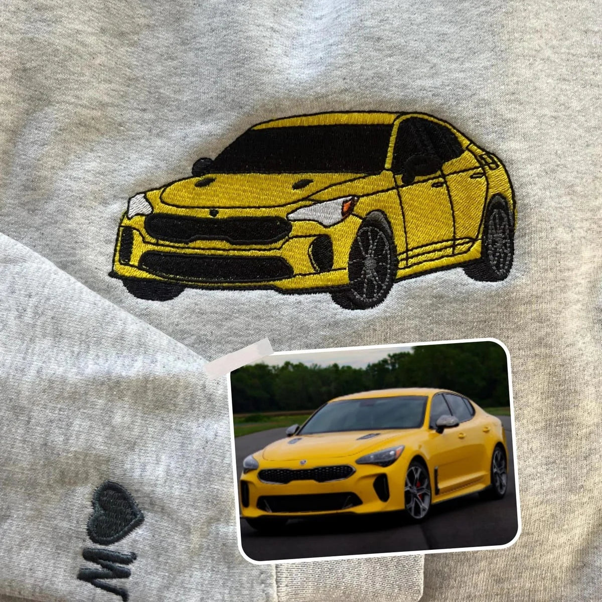 Custom Muscle Car Embroidered Sweatshirts - Photo to Embroidery Vehicle Portraits - Car Enthusiast Gift