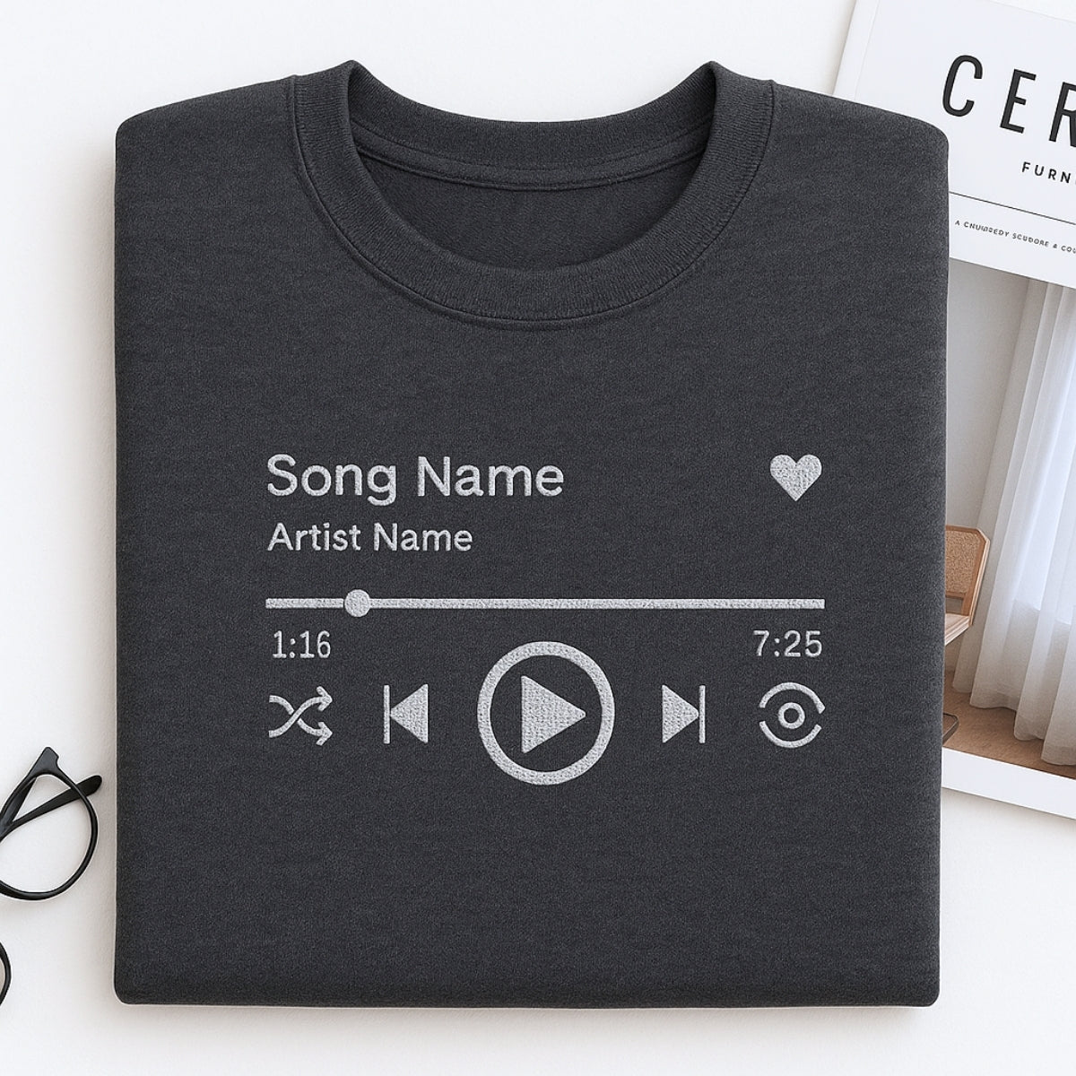 Custom Music Player Hoodies - Your Song Embroidered Sweatshirts - Music Lover Gift