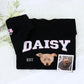 Custom Pet Name Hoodies - Dog Portrait Varsity Style Embroidered Sweatshirts - Dog Lover Gift
