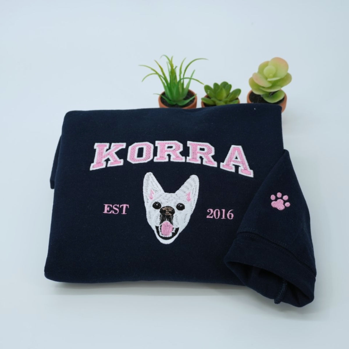 Custom Pet Portrait Embroidered Hoodies - Personalized Varsity Dog Face Sweatshirts - Perfect Pet Parent Gift